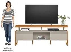 Rack Bancada de TV 70 Polegadas 2 Portas Agata L06 Nature/Off White -