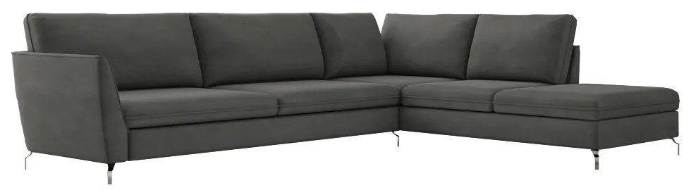 Sofá de Canto Chaise Direito 307 cm Olívia Suede Grafite G52 - Gran Belo