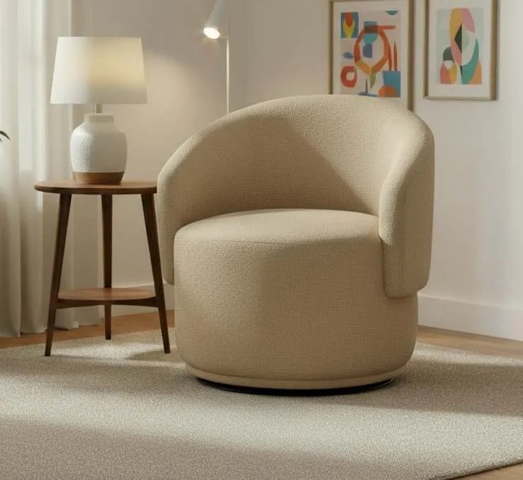 Poltrona Decorativa Giratória Sala de Estar Recepção Jasmine Linho