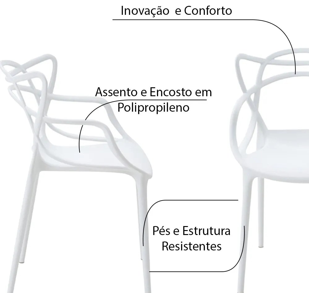 Kit 5 Cadeiras Decorativas Sala e Cozinha Feliti (PP) Branca G56 - Gran Belo