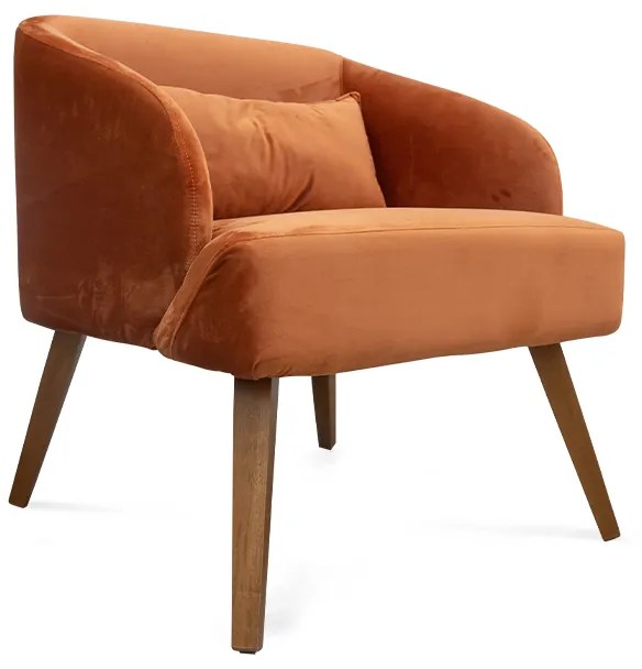 Kit 2 Poltronas Decorativas Lara Pés de Madeira Veludo Terracota - Sheep Estofados - Laranja