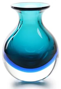 Vaso Mini Médio Bicolor Verde com Água-marinha Murano Cristais Cadoro
