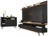 Conjunto Rack E Painel Vivare 1.8 Wood E Buffet Celta Black/Freijó - Giga Móveis