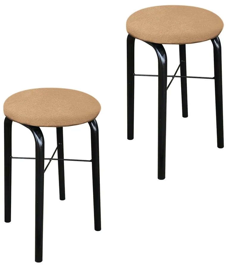 Kit 02 Banquetas Baixa Manu Suede - Caramelo Sisal