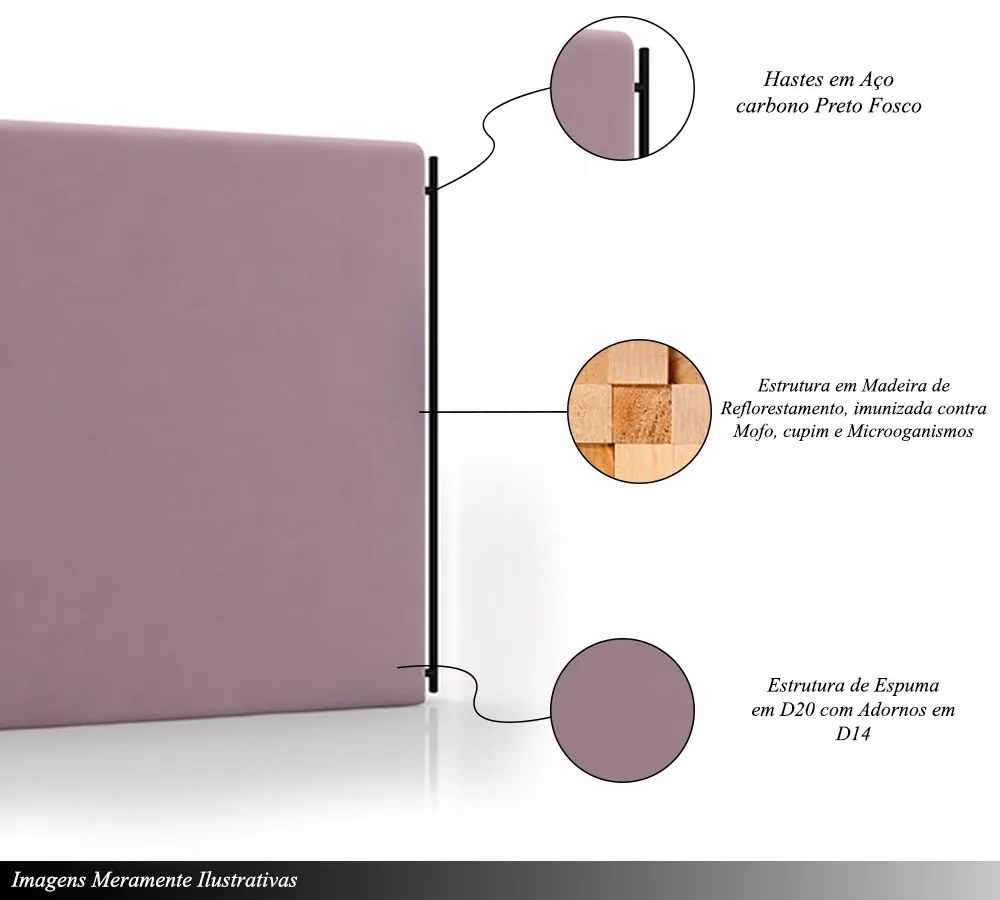 Cabeceira Design para Cama de Casal Bezos Pés em Madeira Veludo Rosê G91 - Gran Belo