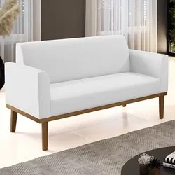 Sofá Namoradeira Base Madeira Castanho Maressa Sintético Branco - Ibiz