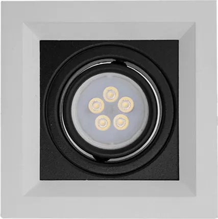 Plafon De Embutir Quadrado Aluminio Recuado Ii - PRETO / BRANCO