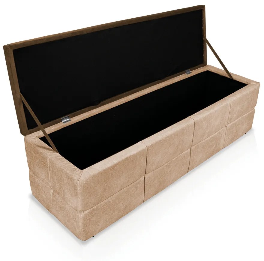 Calçadeira Havana 160 cm Suede Bege com Marrom Craquelado - D'Rossi