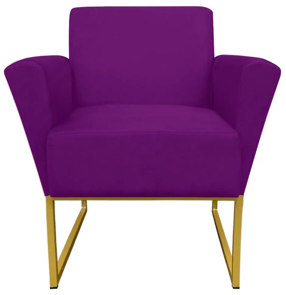Poltrona Dora Suede Base Metálica Dourado D'Rossi - Roxo