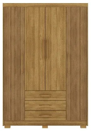 Guarda Roupa Espanha 4 Portas e 3 Gavetas Nature/Brisa - Vila Rica Móveis