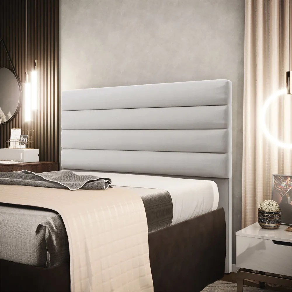 Cabeceira California Para Cama Box King 190 cm Veludo - D'Rossi - Cinza