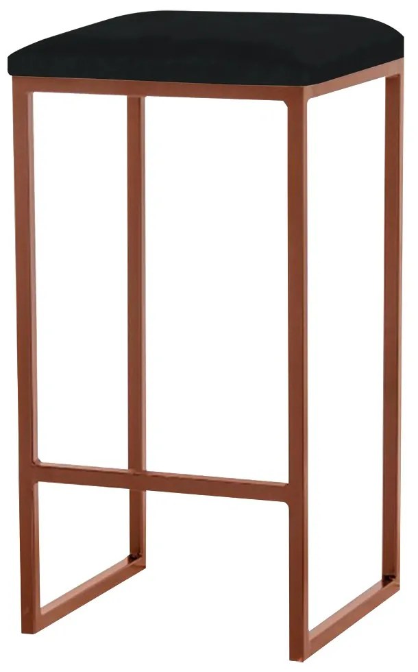 Banqueta Decorativa Billie Base Bronze Suede Preto G41 - Gran Belo