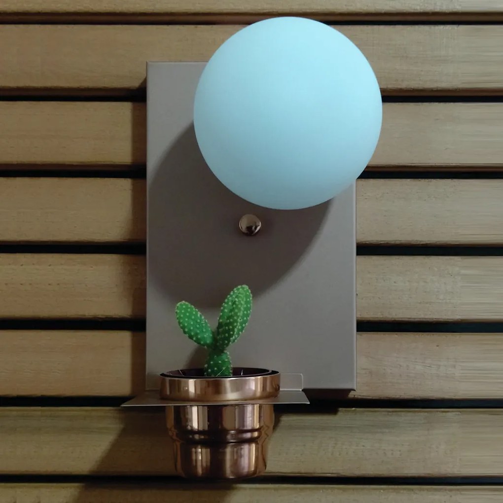 Arandela Nature Vertical Com Porta Mini Vaso 12X25Cm Globo Ø10Cm 01Xg9... (BRANCO / DOURADO BRILHO)
