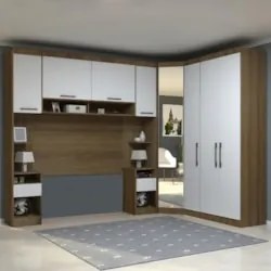 Guarda Roupa Queen Modulado CP04 Delphi Avelã/Branco L01 - Mpozenato