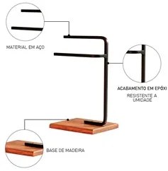 Porta Toalha de Rosto Para Pia Glam Base de Madeira D09 Preto - Mpozen