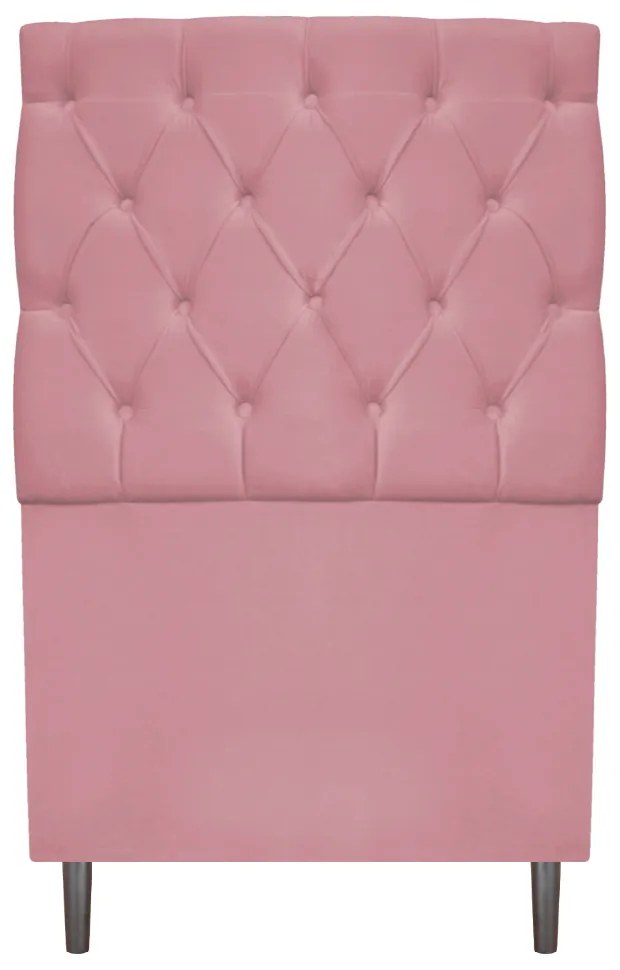 Kit Cabeceira e Calçadeira Liverpool 90 cm Solteiro Suede Rosa Bebê - ADJ Decor