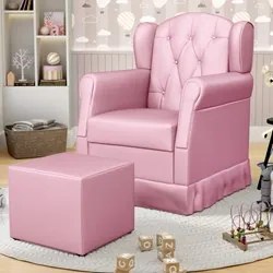 Poltrona de Amamentação Balanço e Puff Letícia Rosa - Phoenix