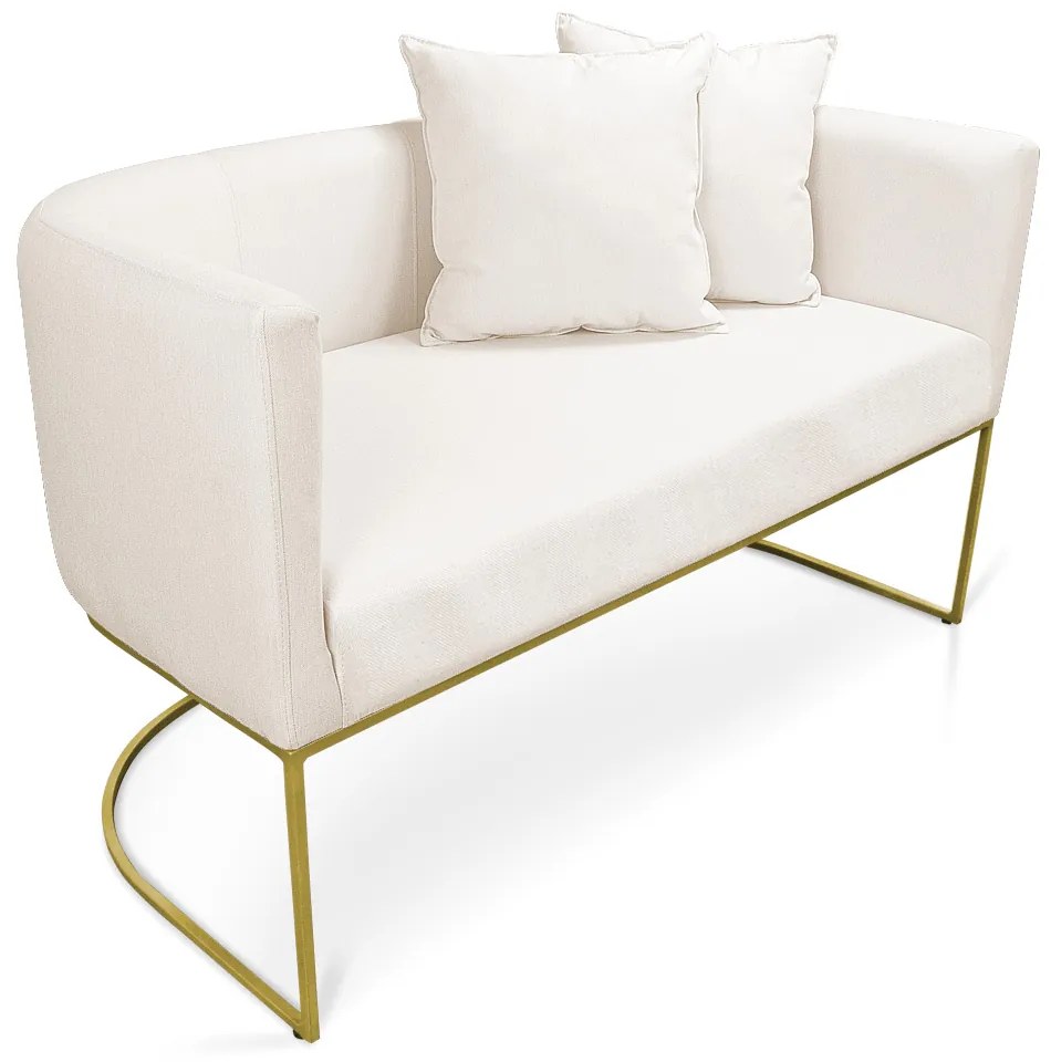 Namoradeira Paola 02 Lugares Linho Base Metálica Dourado D03 - D'Rossi  - A27 Areia