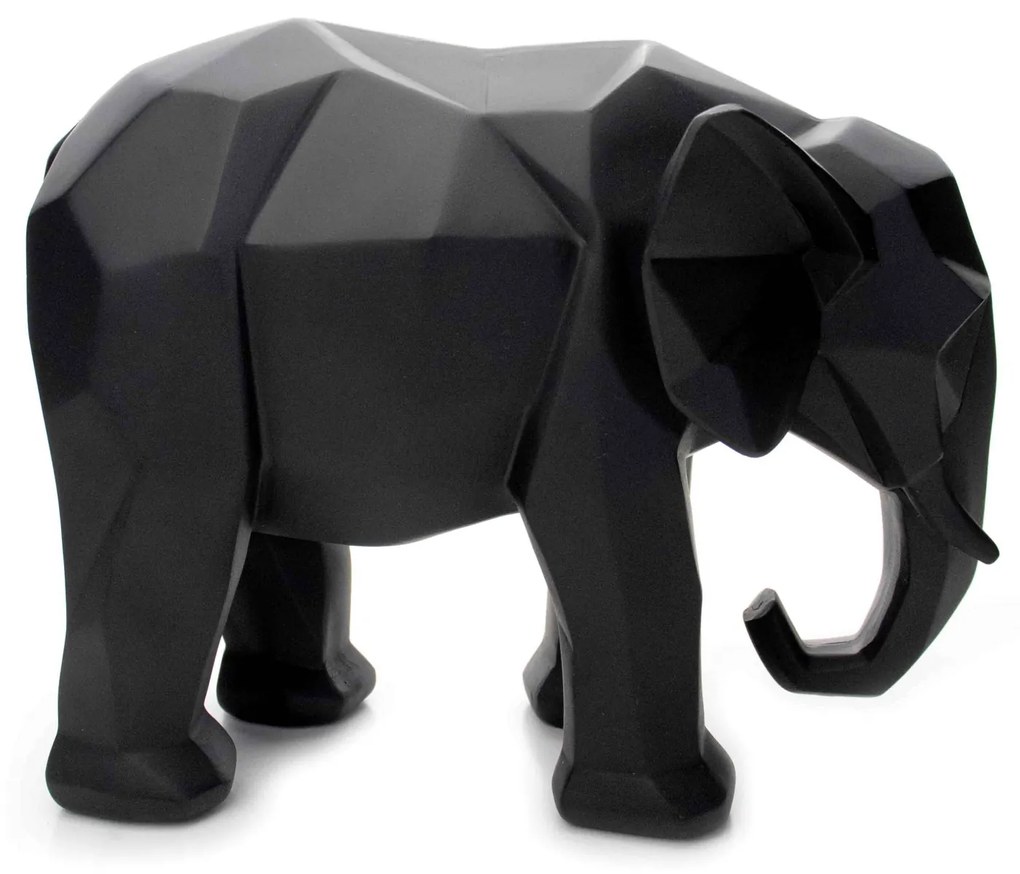 Escultura Elefante Em Poliresina Preto 20x25x13 Cm - D'Rossi