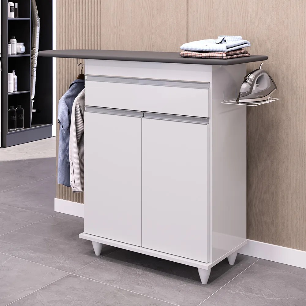 Tábua de Passar com Balcão 01 Porta Alice 119 cm - D'Rossi - Branco