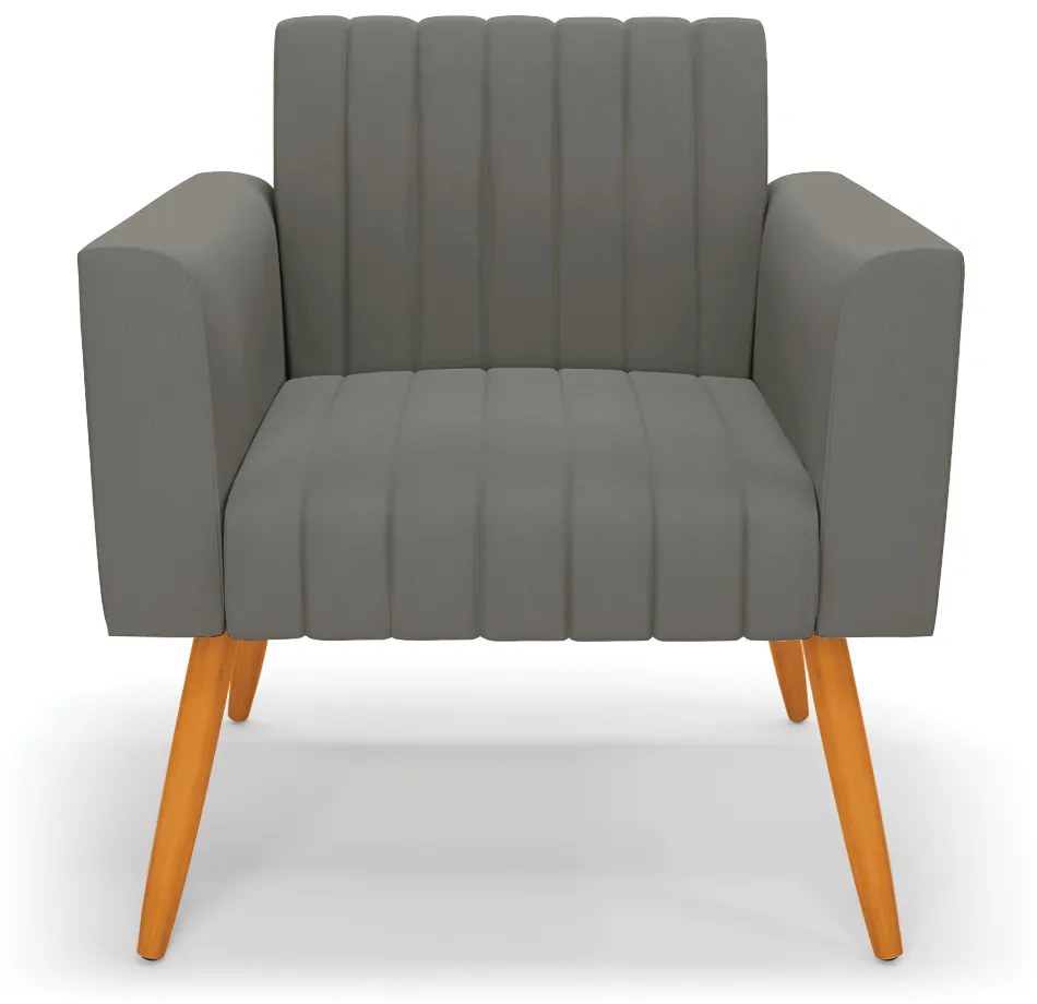 Poltrona Viena Gomada Suede Pés Palito Castanho D03 - D'Rossi - Grafite