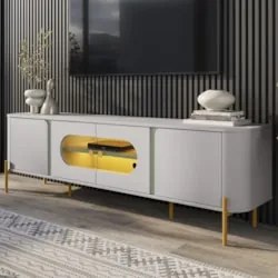 Rack Bancada Para TV 75 Pol 180cm Ricky Off/Pistache B02 - Mpozenat