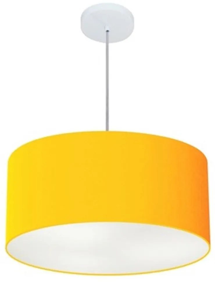 Lustre Pendente Cilíndrico Md-4100 Cúpula em Tecido 50x25cm Laranja - Bivolt