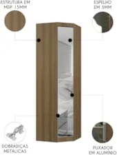 Guarda Roupa Canto Obliquo 70cm Espelho Delphi Avelã L01    - Mpozenat