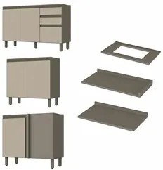 Armário de Cozinha Modulada de Canto Torre Quente Dupla 10 Peças Conne