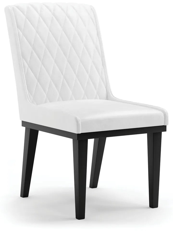 Cadeira Sala de Jantar Base Madeira Preto Sofia Sintético PU D03 - D'Rossi - Branco