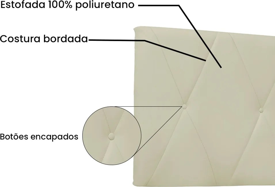 Painel Aquilla Para Cama Box Queen 160 cm Corino S04 - D'Rossi - Bege