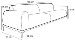 Sofá 180cm 3 Lugares Base Gold Molino D06 Linho C-370 Bege - Mpozenato