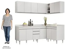 Armário de Cozinha Modulado de Canto 6 Peças CP29 Balcão com Tampo Bra
