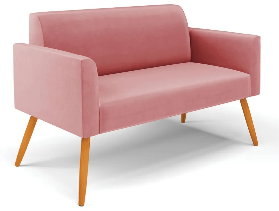 Sofá Namoradeira com 2 Poltronas Pés Palito Castanho Marisa Suede D03 - D'Rossi - Rose