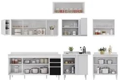 Armário de Cozinha Modulado de Canto 8 Peças CP26 Balcão com Tampo Bra