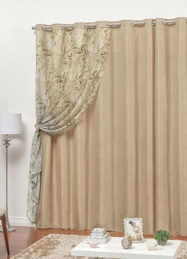 Cortina com Bandô Caqui 240x170 cm