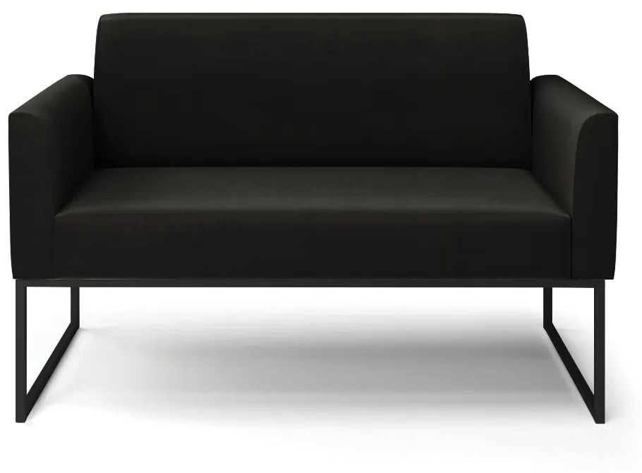 Sofá 2 Lugares Namoradeira Marisa Industrial Preto Suede D03 - D'Rossi - Preto