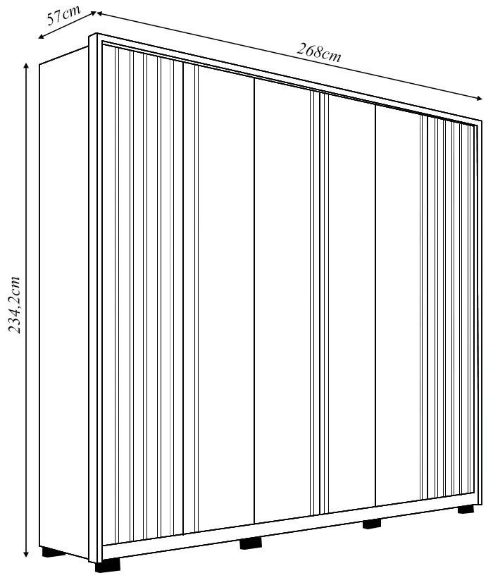 Guarda Roupa Casal 268cm Bravus 6 Portas de Bater com 4 Gavetas MDP Freijo/OffWhite G11 - Gran Belo