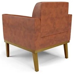 Poltrona Base Madeira Castanho Kit 2 Maressa Sintético PU Nozes - Ibiz