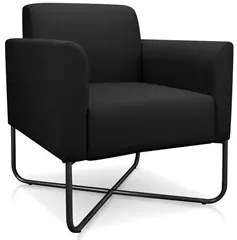 Kit 2 Poltronas Decorativas Base Industrial X Preta Maressa S07 Suede