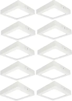 Kit 10 Plafons LED Sobrepor Quadrado 12W 780lm Branco 17cm