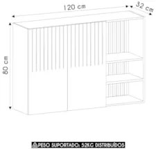 Armário de Cozinha 120cm 2 Portas Pierre Carvalho/Cinza L01 - Mpozenat