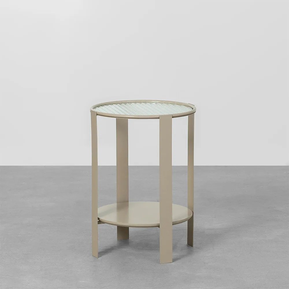 Mesa de Centro Glas Vidro e Areia - 40x40cm