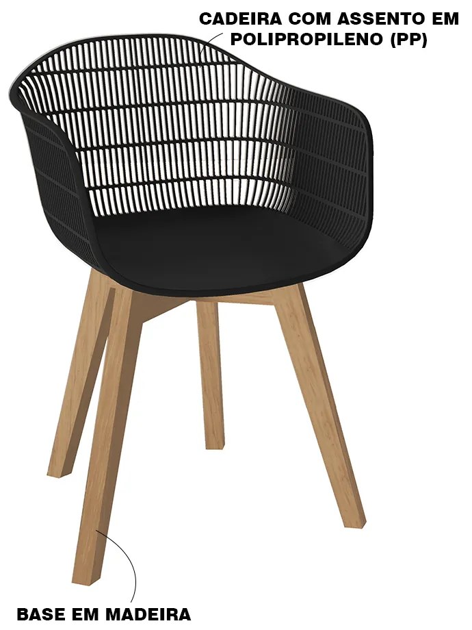 Cadeira Decorativa Sala e Cozinha Aquilae com Braço (PP) Preto G56 - Gran Belo