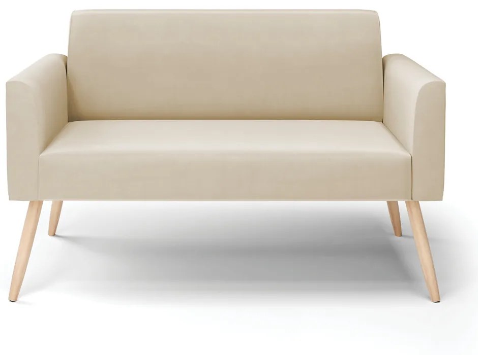 Sofá Namoradeira Pés Palito Natural Marisa Suede Bege D03 - D'Rossi