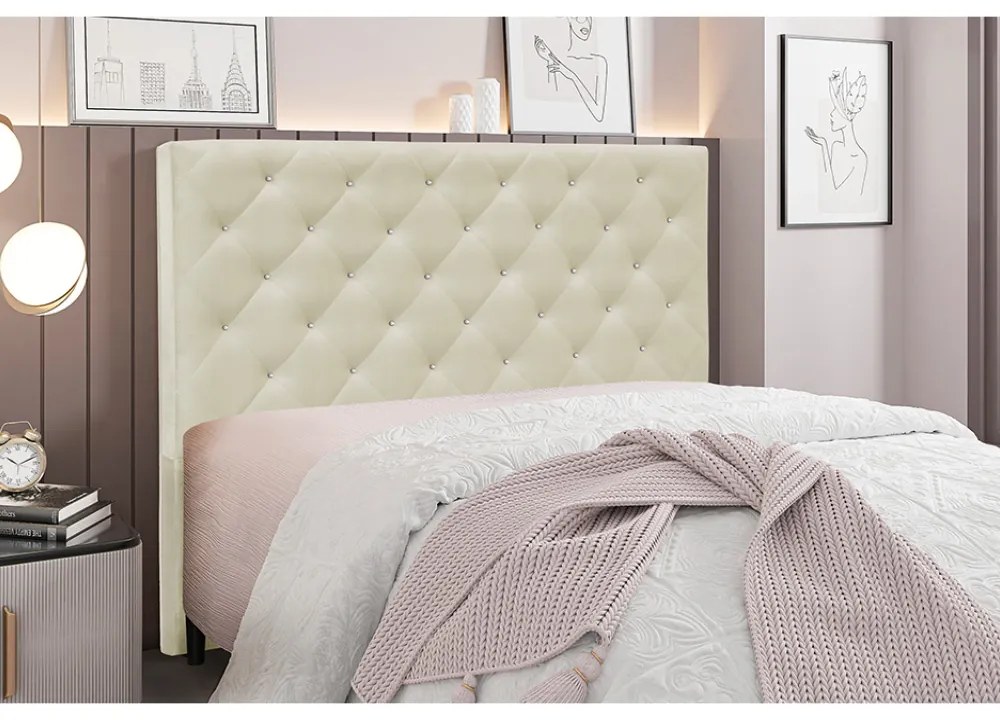 Cabeceira Cama Box Casal 140 cm Tania Veludo S04 - D'Rossi - Bege