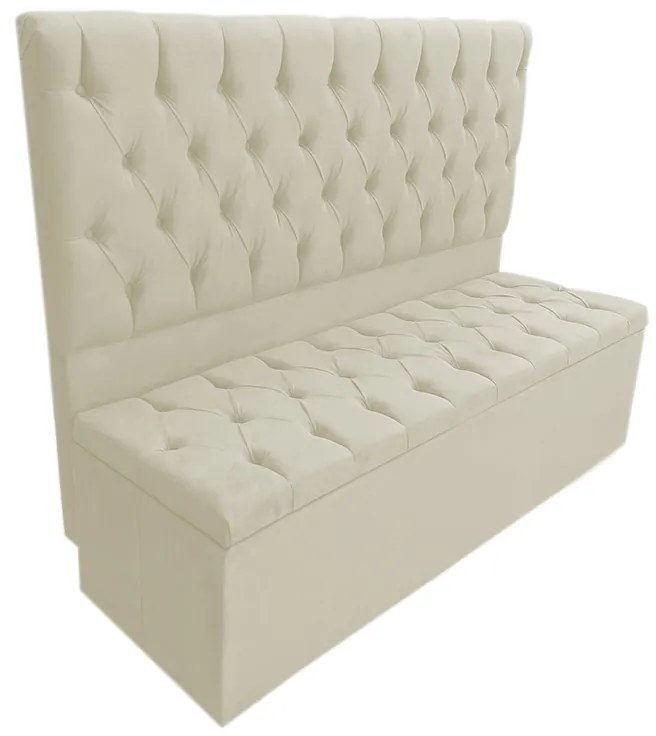 Cabeceira com Calçadeira Baú Solteiro 100cm Nicole Suede Bege - Sheep Estofados - Bege