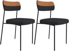 Kit 2 Cadeiras Estofadas Milli Corano/Linho A14 Caramelo/Grafite - Mpo