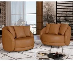 Kit 2 Poltronas Decorativa Giratória para Sala Kaly M22 Sintético Cara