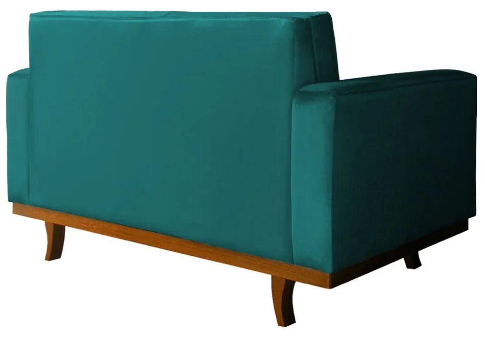 Sofá Dubai 2 Lugares Decorativo 1,50 m Sala Veludo Azul Tiffany
